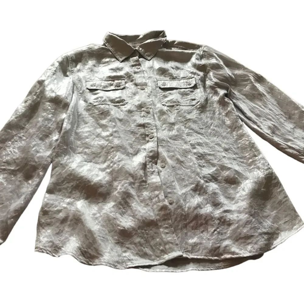 Calvin Klein silver silky blouse excellent condition size small